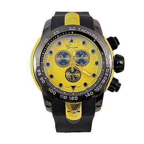 Gold Black Mens Geneva Oversized Sports Watch