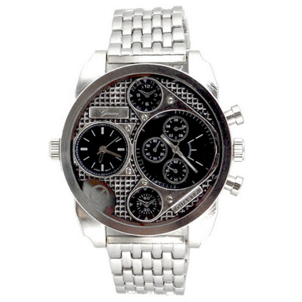 Dual Time Silver Watch