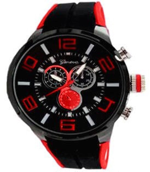 Red Metal Oversized Sport Watch