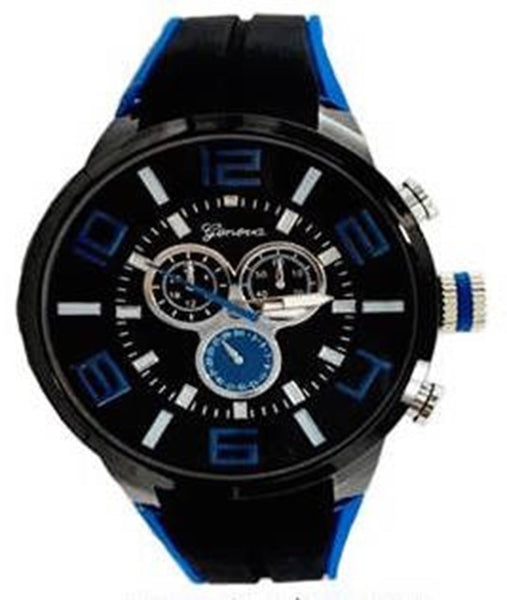 Black Blue Metal Oversized Sport Watch