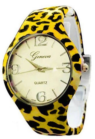 Cheetah Animal Print Leather Band Watch