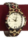 Cheetah Animal Print Leather Band Watch