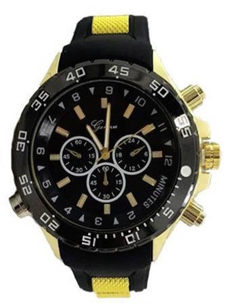 Gold Black Metal Oversized Sport Watch