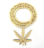 Wooden Marijuana Leaf Necklace
