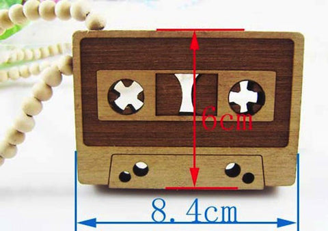Wooden Cassette Tape Necklace